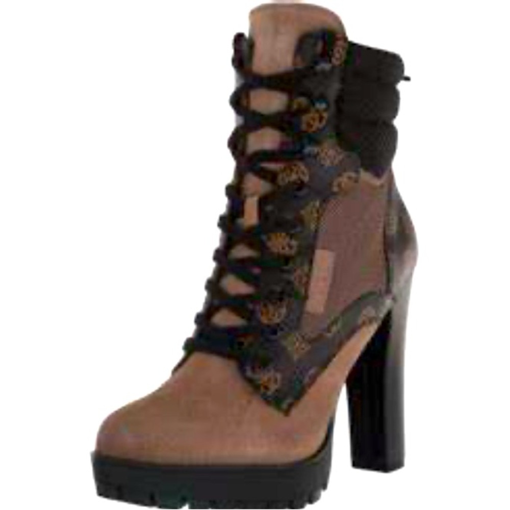 Guess Tan and Black Lace-Up Ankle Boots